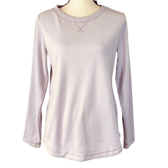 Karen Scott Sport X-Small Fleece Top Long Sleeve Round Neck Lavender Stretch New - Picture 1 of 7